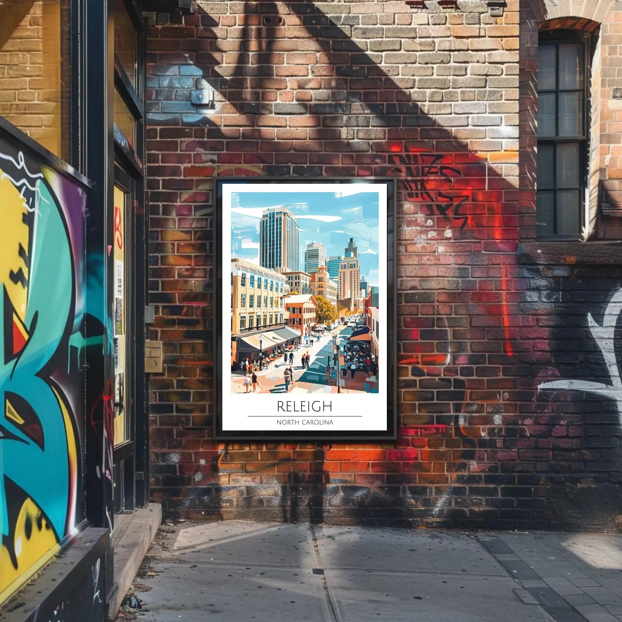 Raleigh Cityscape Art: Vibrant Life Abstract Poster PosterGoat