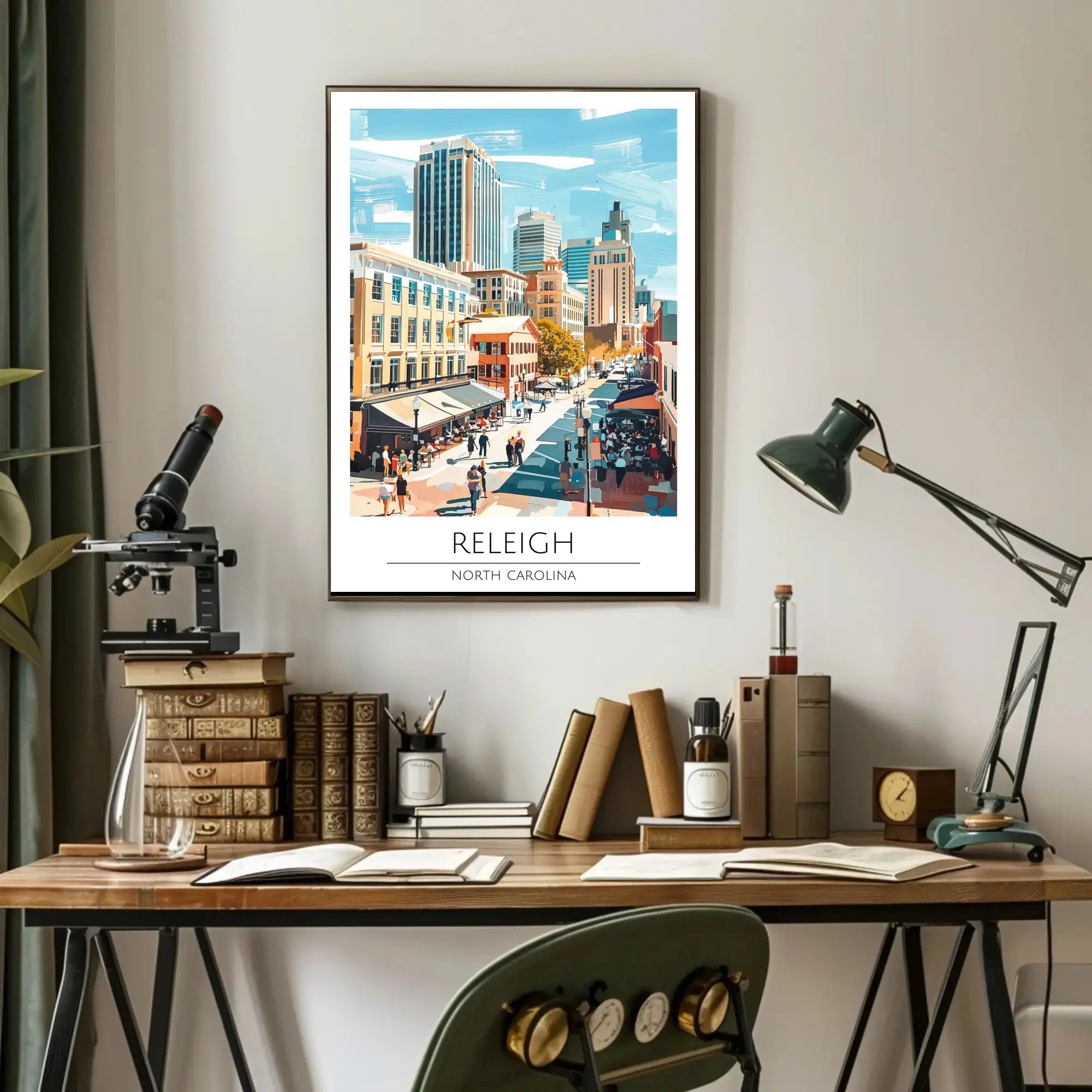 Raleigh Cityscape Art: Vibrant Life Abstract Poster PosterGoat