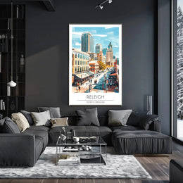 Raleigh Cityscape Art: Vibrant Life Abstract Poster PosterGoat