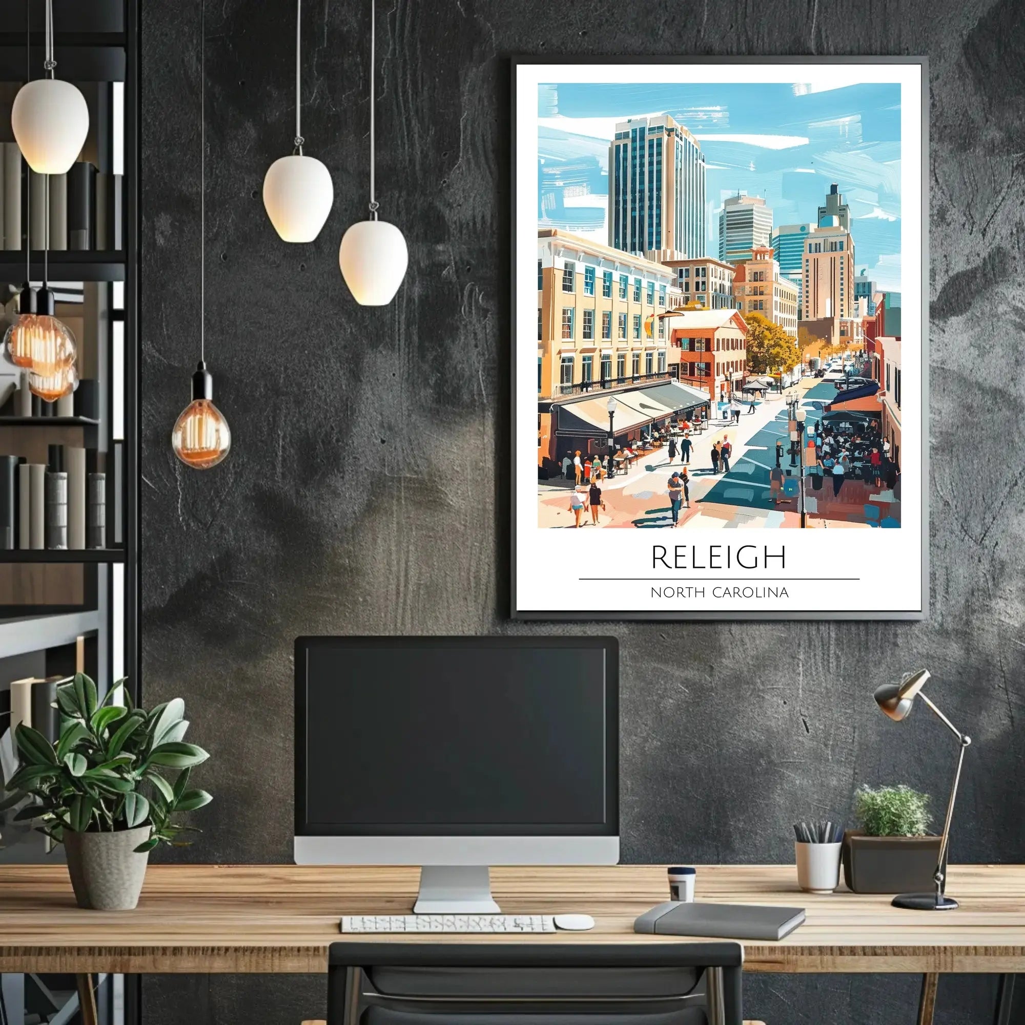 Raleigh Cityscape Art: Vibrant Life Abstract Poster PosterGoat