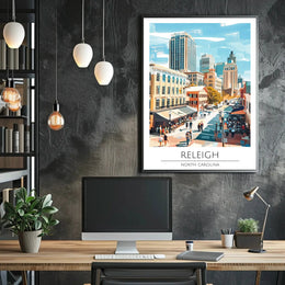 Raleigh Cityscape Art: Vibrant Life Abstract Poster PosterGoat