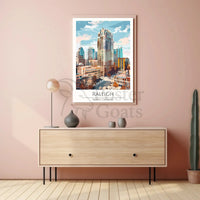 Raleigh Cityscape in Vibrant Painterly Style Travel Poster PosterGoat