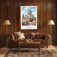 Raleigh Cityscape in Vibrant Painterly Style Travel Poster PosterGoat