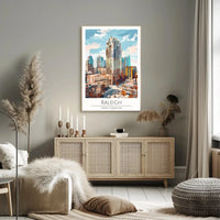 Raleigh Cityscape in Vibrant Painterly Style Travel Poster PosterGoat