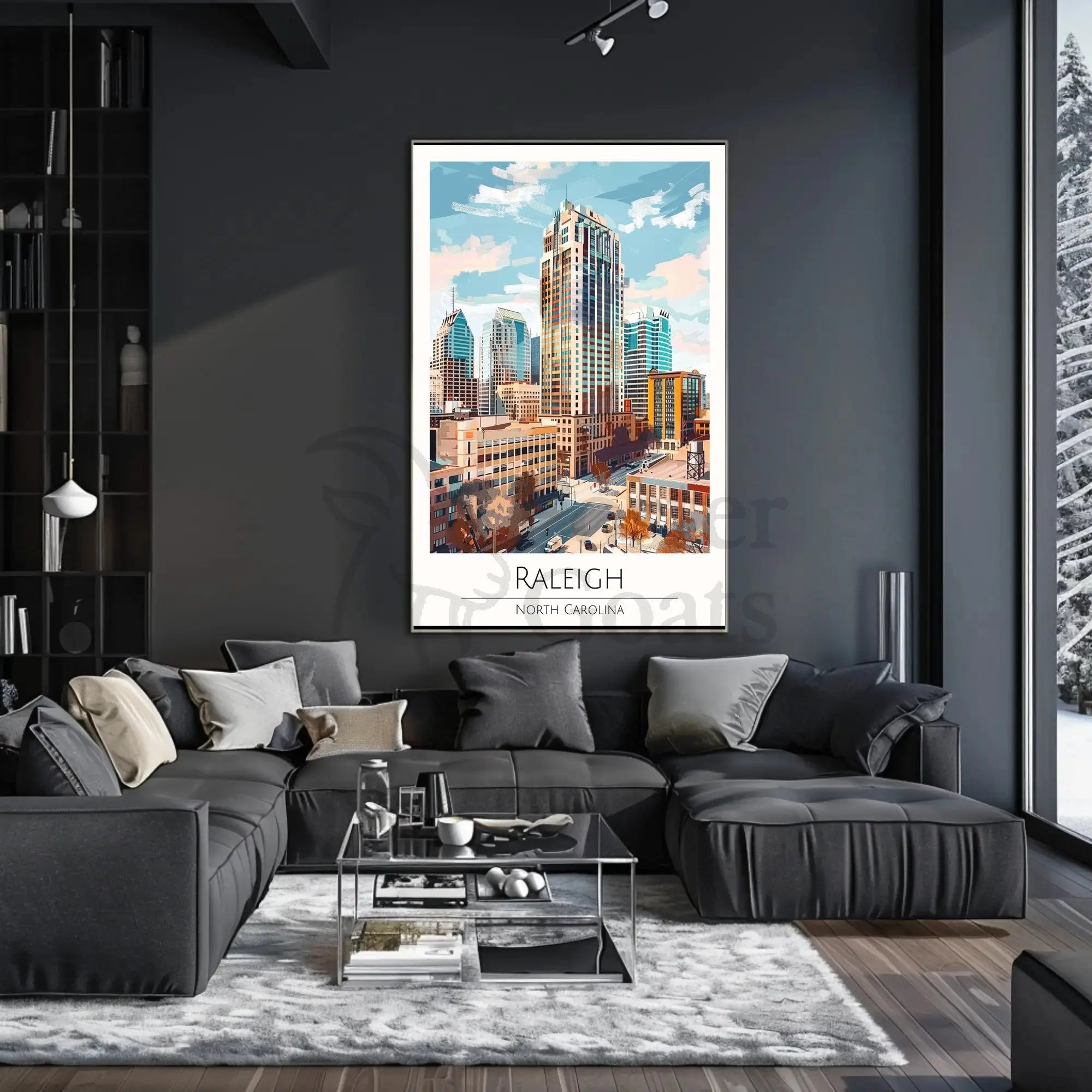 Raleigh Cityscape in Vibrant Painterly Style Travel Poster PosterGoat