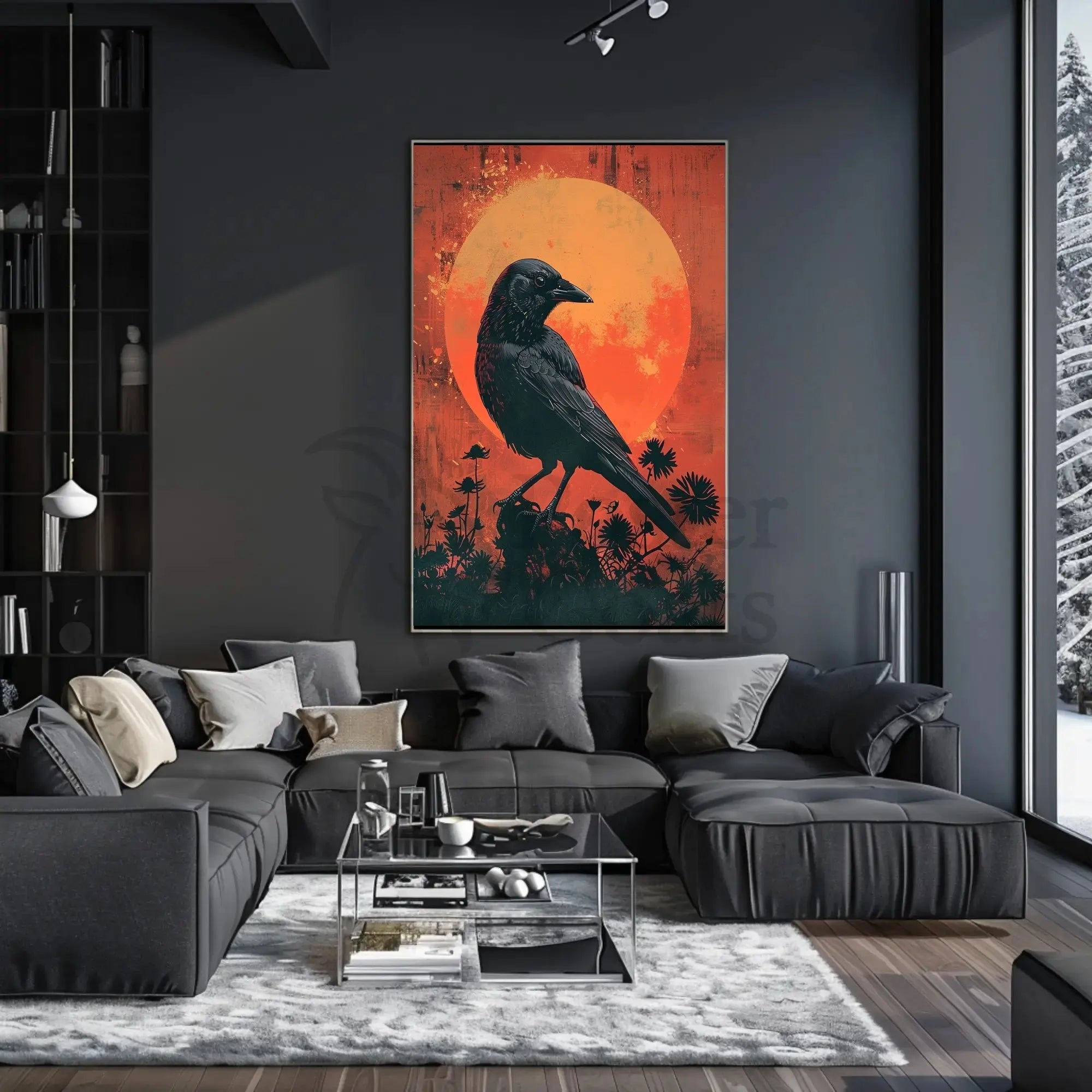 Raven and Sun Artistic Masterpiece Animal Poster PosterGoat