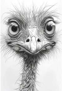 Realistic Whimsical Ostrich Illustration: Detailed Animal Poster PosterGoat
