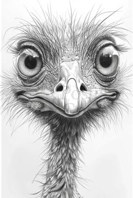 Realistic Whimsical Ostrich Illustration: Detailed Animal Poster PosterGoat