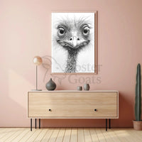 Realistic Whimsical Ostrich Illustration: Detailed Animal Poster PosterGoat