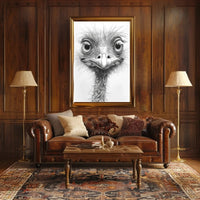 Realistic Whimsical Ostrich Illustration: Detailed Animal Poster PosterGoat