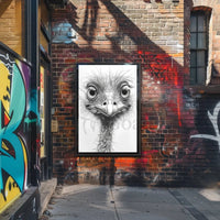 Realistic Whimsical Ostrich Illustration: Detailed Animal Poster PosterGoat