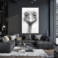 Realistic Whimsical Ostrich Illustration: Detailed Animal Poster PosterGoat