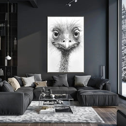 Realistic Whimsical Ostrich Illustration: Detailed Animal Poster PosterGoat