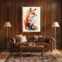 Red Fox Photorealism Mixed with Watercolor Animal Poster PosterGoat