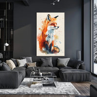 Red Fox Photorealism Mixed with Watercolor Animal Poster PosterGoat