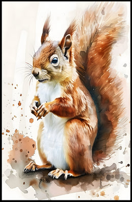 Red Squirrel Watercolor Illustration - Animal Poster PosterGoat
