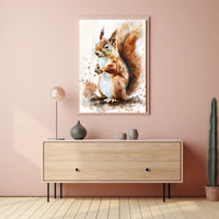 Red Squirrel Watercolor Illustration - Animal Poster PosterGoat