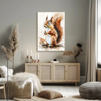 Red Squirrel Watercolor Illustration - Animal Poster PosterGoat