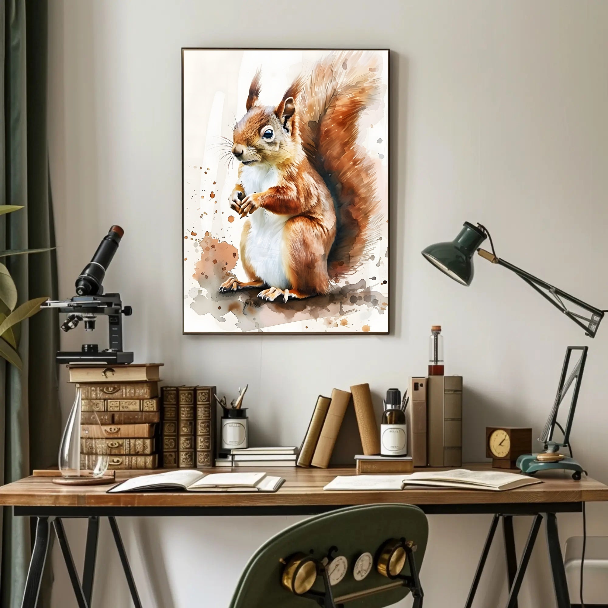 Red Squirrel Watercolor Illustration - Animal Poster PosterGoat
