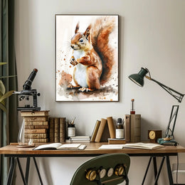 Red Squirrel Watercolor Illustration - Animal Poster PosterGoat