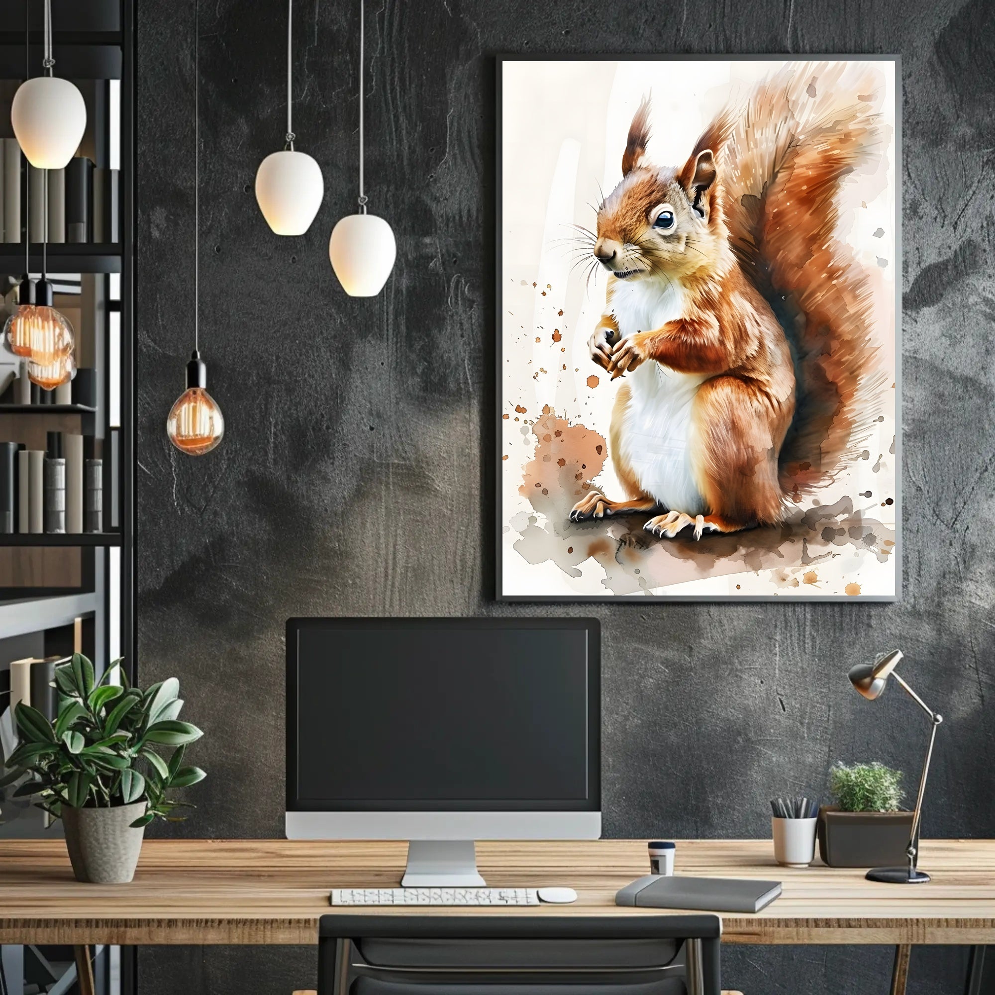 Red Squirrel Watercolor Illustration - Animal Poster PosterGoat