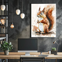 Red Squirrel Watercolor Illustration - Animal Poster PosterGoat