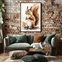 Red Squirrel Watercolor Illustration - Animal Poster PosterGoat