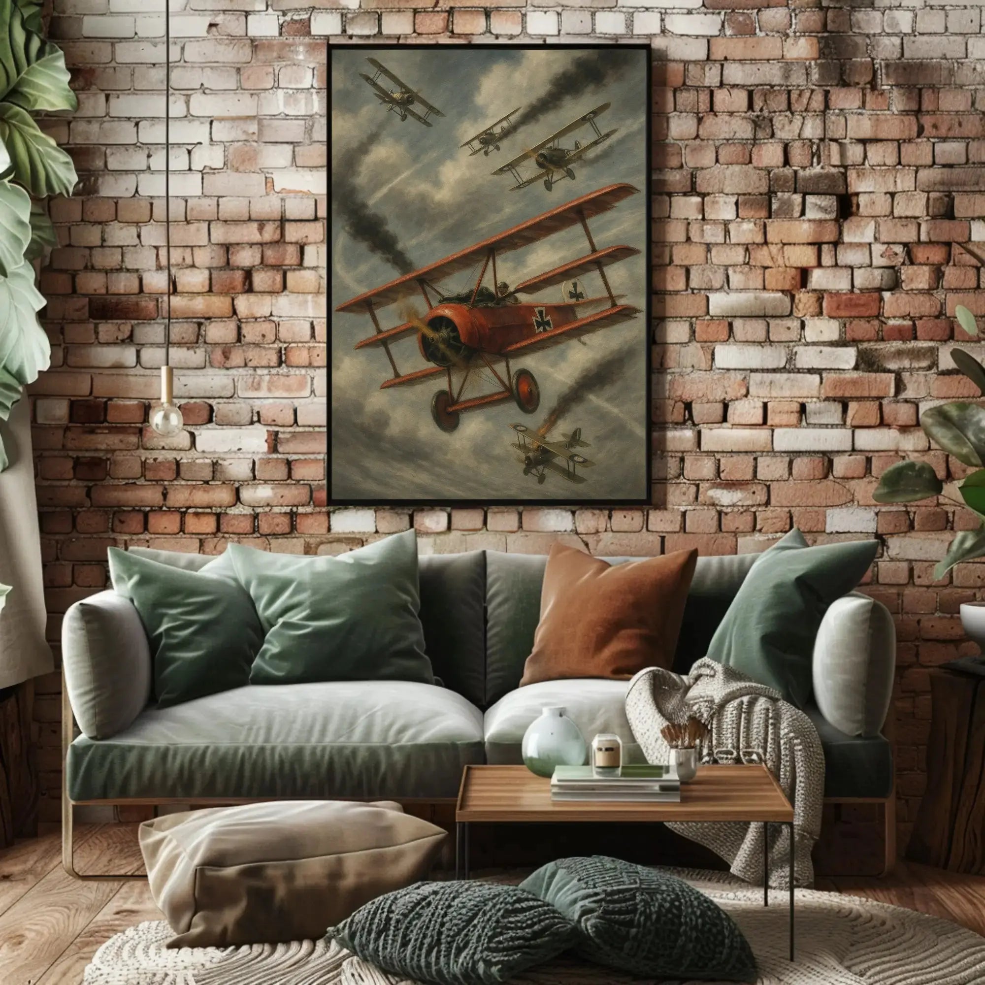 Red Triplane Dogfight Scene Historical or Cultural Poster PosterGoat