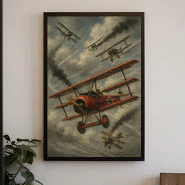 Red Triplane Dogfight Scene Historical or Cultural Poster PosterGoat