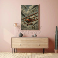 Red Triplane Dogfight Scene Historical or Cultural Poster PosterGoat