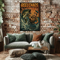 Reel Chaos: Dynamic Fishing Adventure Sports Poster PosterGoat