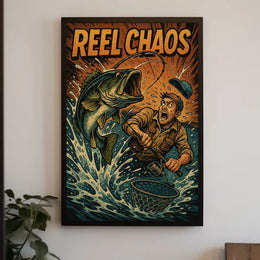 Reel Chaos: Dynamic Fishing Adventure Sports Poster PosterGoat