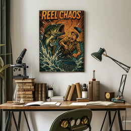 Reel Chaos: Dynamic Fishing Adventure Sports Poster PosterGoat