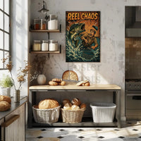 Reel Chaos: Dynamic Fishing Adventure Sports Poster PosterGoat