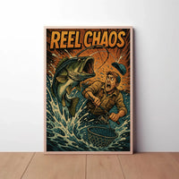 Reel Chaos: Dynamic Fishing Adventure Sports Poster PosterGoat