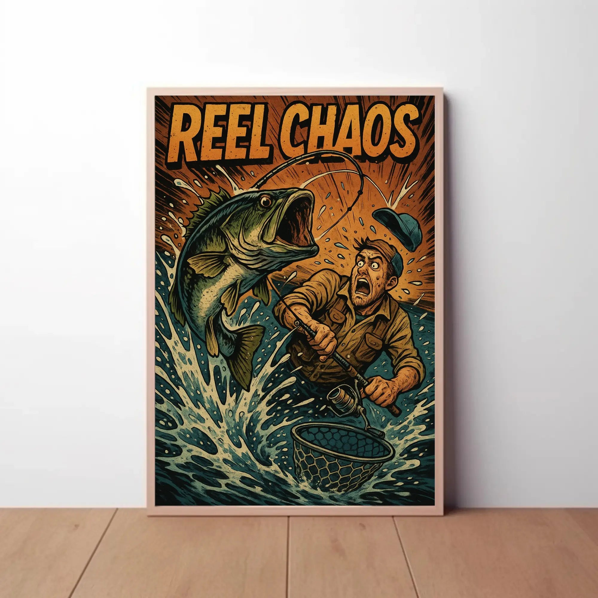 Reel Chaos: Dynamic Fishing Adventure Sports Poster PosterGoat