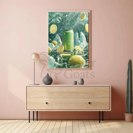 Refreshing Lemon Beverage Art Print: Abstract, Artistic, or Pop Culture Poster PosterGoat