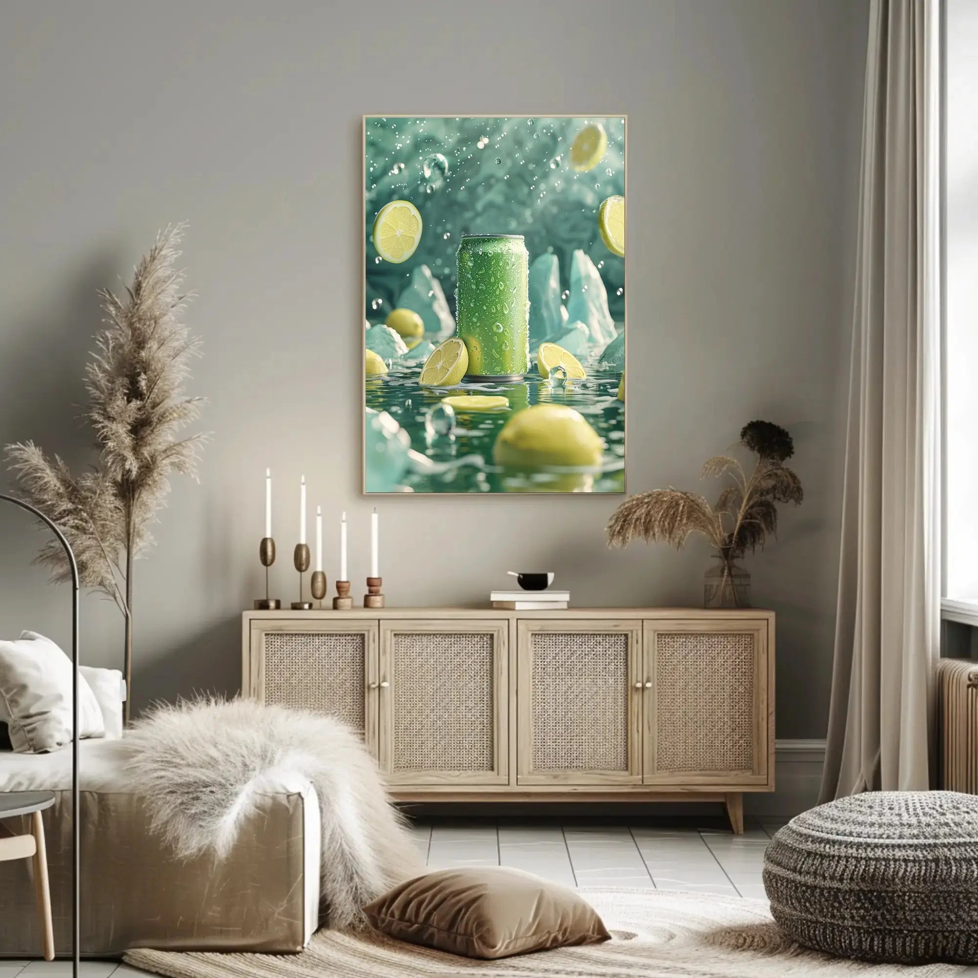 Refreshing Lemon Beverage Art Print: Abstract, Artistic, or Pop Culture Poster PosterGoat