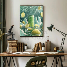 Refreshing Lemon Beverage Art Print: Abstract, Artistic, or Pop Culture Poster PosterGoat