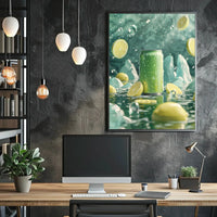 Refreshing Lemon Beverage Art Print: Abstract, Artistic, or Pop Culture Poster PosterGoat