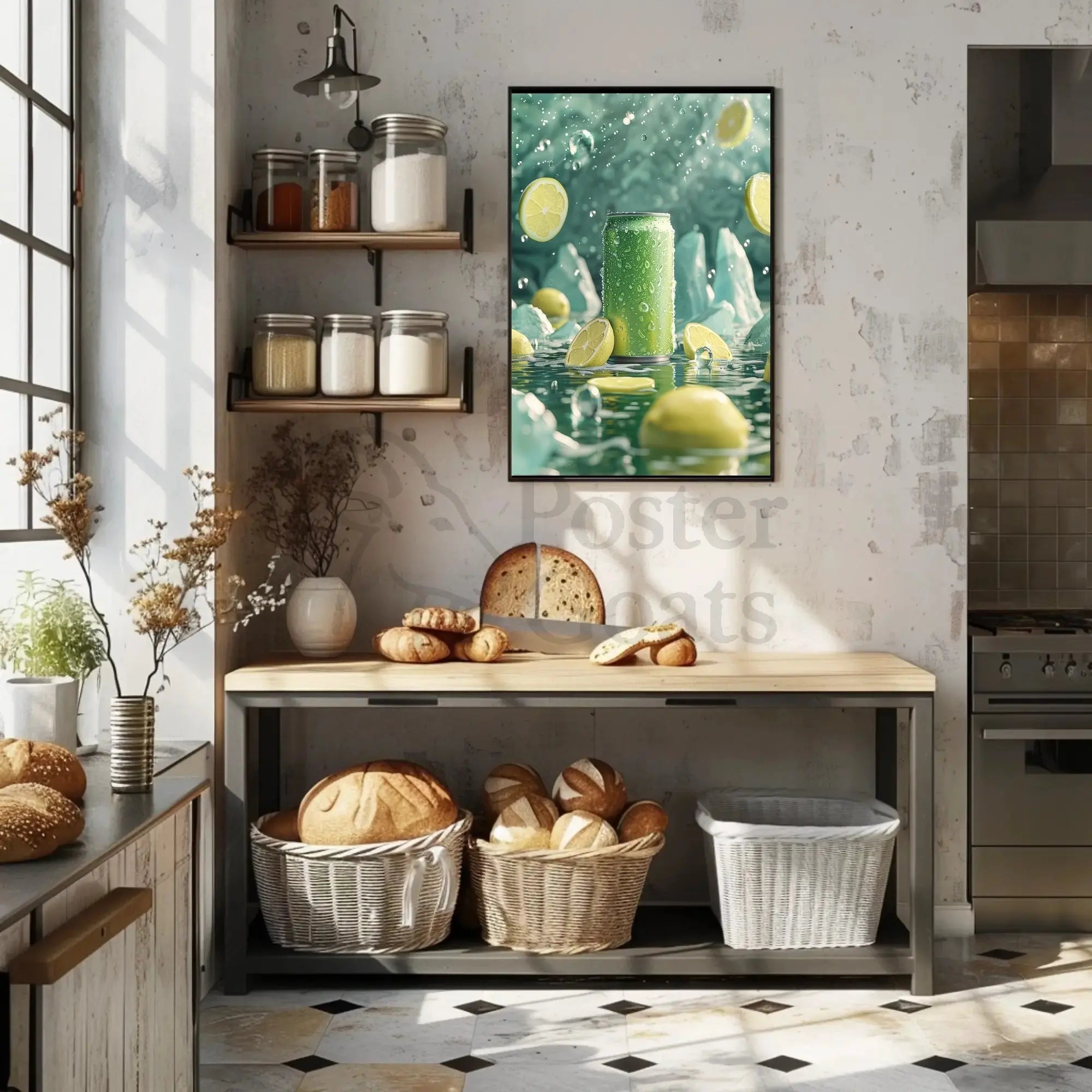Refreshing Lemon Beverage Art Print: Abstract, Artistic, or Pop Culture Poster PosterGoat