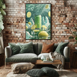 Refreshing Lemon Beverage Art Print: Abstract, Artistic, or Pop Culture Poster PosterGoat