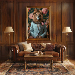 Regal Lion Fashion Portrait in Animal Poster PosterGoat