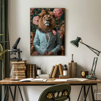 Regal Lion Fashion Portrait in Animal Poster PosterGoat