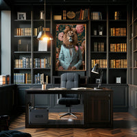 Regal Lion Fashion Portrait in Animal Poster PosterGoat