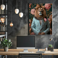 Regal Lion Fashion Portrait in Animal Poster PosterGoat