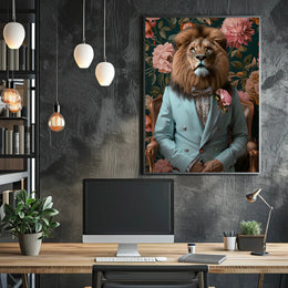 Regal Lion Fashion Portrait in Animal Poster PosterGoat