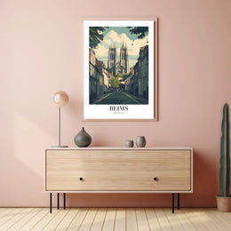 Reims Cathedral Vintage Poster PosterGoat