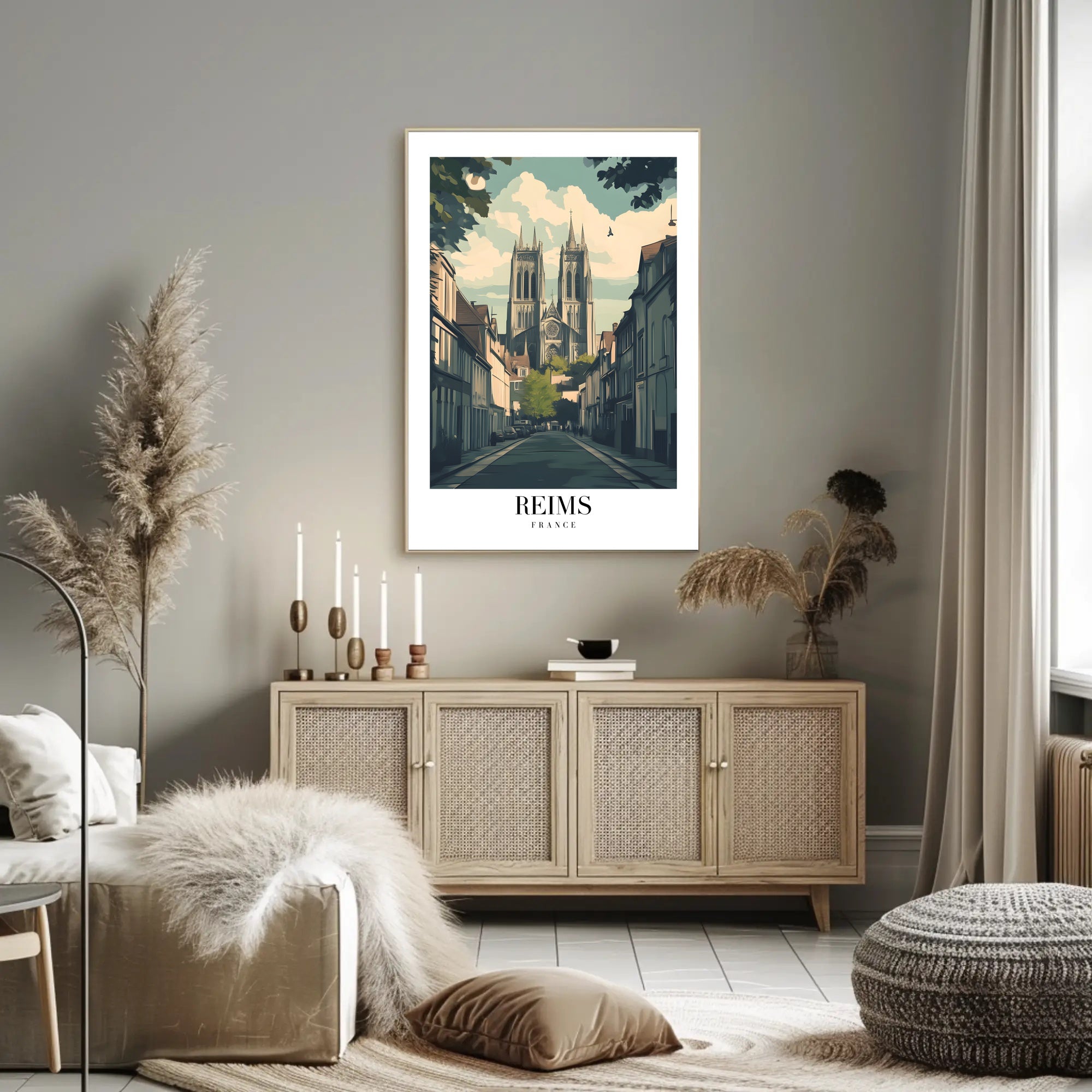 Reims Cathedral Vintage Poster PosterGoat