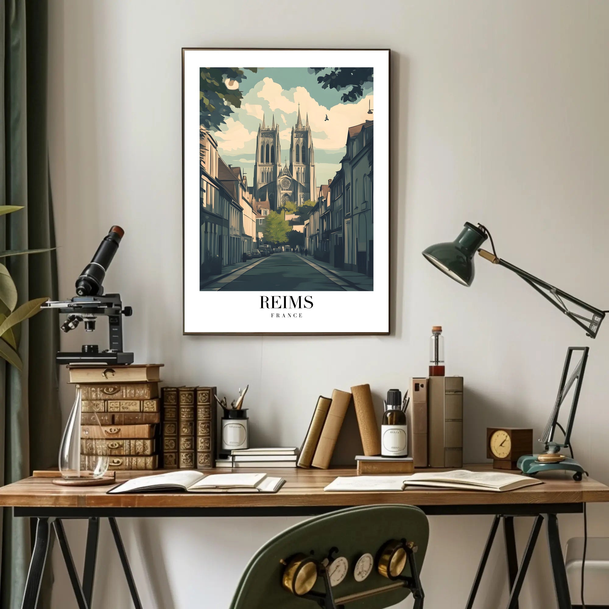 Reims Cathedral Vintage Poster PosterGoat